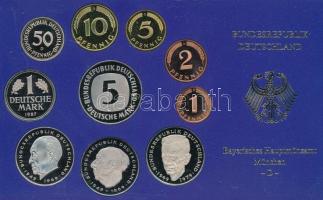 NSZK 1987D 1pf-5M (10xklf) forgalmi sor műanyag dísztokban T:PP FRG 1987D 1 Pfennig - 5 Mark (10xdiff) coin set in plastic case C:PP