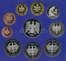 NSZK 1987D 1pf-5M (10xklf) forgalmi sor műanyag dísztokban T:PP FRG 1987D 1 Pfennig - 5 Mark (10xdif...