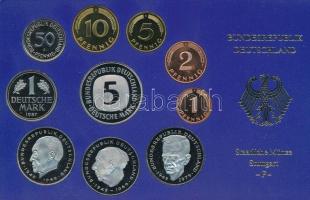 NSZK 1987F 1pf-5M (10xklf) forgalmi sor műanyag dísztokban T:PP FRG 1987F 1 Pfennig - 5 Mark (10xdiff) coin set in plastic case C:PP