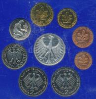 NSZK 1974J 1pf-5M (9xklf) forgalmi szett műanyag tokban T:PP GFR 1974J 1 Pfennig - 5 Mark (9xdiff) c...