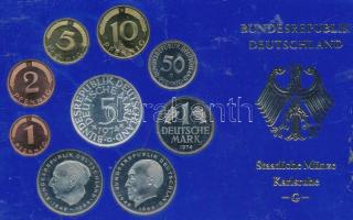 NSZK 1974G 1pf-5M (9xklf) forgalmi szett műanyag tokban T:PP GFR 1974G 1 Pfennig - 5 Mark (9xdiff) coin set in plastic case C:PP