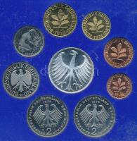 NSZK 1974G 1pf-5M (9xklf) forgalmi szett műanyag tokban T:PP GFR 1974G 1 Pfennig - 5 Mark (9xdiff) c...