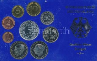 NSZK 1974F 1pf-5M (9xklf) forgalmi szett műanyag tokban T:PP tokon karc GFR 1974F 1 Pfennig - 5 Mark (9xdiff) coin set in plastic case C:PP scratched case