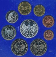 NSZK 1974F 1pf-5M (9xklf) forgalmi szett műanyag tokban T:PP tokon karc GFR 1974F 1 Pfennig - 5 Mark...