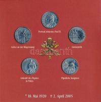 Máltai Lovagrend 2005. 1L Cu-Ni (5xklf) "II. János Pál pápa" érmeszett karton dísztokban T...