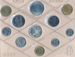 Olaszország 1980. 1L-500L (10xklf) forgalmi sor, közte 1980R 500L Ag + "Serie di Monete a Corso...