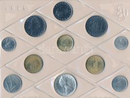 Olaszország 1981. 1L-500L (11xklf) forgalmi sor, közte 500L Ag fóliatokban, tanúsítvánnyal, borítékb...