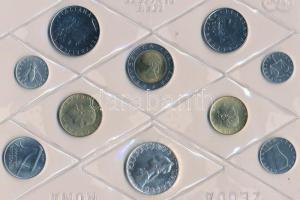 Olaszország 1982. 1L-500L (10xklf) forgalmi sor, közte 500L Ag fóliatokban, tanúsítvánnyal, borítékb...