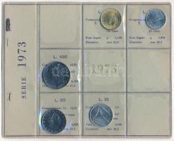 Olaszország 1973. 5L-100L (5xklf) forgalmi sor fóliatokban T:UNC Italy 1973. 5 Lire - 100 Lire (5xdiff) coin set in foil pack C:UNC