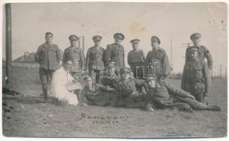 1939 Szamosfalva, Someseni (Kolozsvár, Cluj); román katonák / Romanian military, group of soldiers. photo (non PC) (vágott / cut)