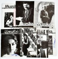 1987 A Muzsika 7 db száma, benne 21 db aláírással (Kurtág György, Zsigmondy Dénes, Marton Éva, Fodor András, Gulyás Dénes, stb.)