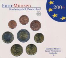 Németország 2004G 1c-2E (8xklf) forgalmi szett műanyag tokban T:UNC Germany 2004G 1 Cent - 2 Euro (8xdiff) coin set in plastic case C:UNC