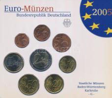 Németország 2005G 1c-2E (8xklf) forgalmi szett műanyag tokban T:UNC Germany 2005G 1 Cent - 2 Euro (8xdiff) coin set in plastic case C:UNC