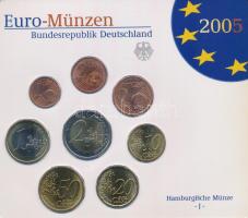 Németország 2005J 1c-2E (8xklf) forgalmi szett műanyag tokban T:UNC Germany 2005J 1 Cent - 2 Euro (8xdiff) coin set in plastic case C:UNC