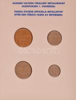 Finnország 1991. 10p - 5M (4xklf) forgalmi sor karton dísztokban T:UNC  Finland 1991. 10 Pennia - 5 Markkaa (4xdiff) coin set in cardboard case C:UNC