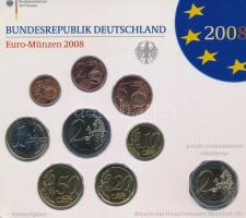 Németország 2008D 1c-2E (8xklf) + 2E &quot;Hamburg&quot; forgalmi szett műanyag tokban T:UNC Germany 2008D 1 Cent - 2 Euro (8xdiff) + 2 Euro &quot;Hamburg&quot; coin set in plastic case C:UNC