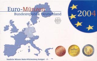 Németország 2004F 1c-2E (8xklf) forgalmi szett műanyag és papírtokban T:PP Germany 2004F 1 Cent - 2 Euro (8xdiff) coin set in plastic and paper case C:PP