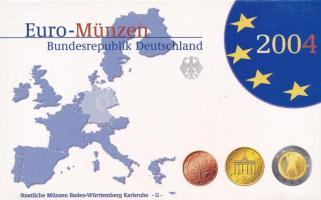 Németország 2004G 1c-2E (8xklf) forgalmi szett műanyag és papírtokban T:PP Germany 2004G 1 Cent - 2 Euro (8xdiff) coin set in plastic and paper case C:PP