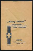 cca 1900 A soproni Arany Kereszt Gyógyszertár reklámzacskója