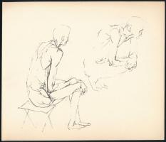 cca 1960-1965 Kondor Béla (1931-1972): Két férfi akt. Rotaprint nyomat, papír, jelzés nélkül, 19×22 cm
