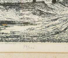 Tuka László (1924-2007): Balaton. Rézkarc, papír, jelzett, számozott (74/100). Üvegezett fakeretben....