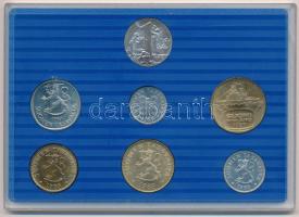 Finnország 1989. 5p-5M (6xklf) forgalmi sor + "Finn verde" jelzett Ag zseton szettben, ere...