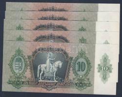 1936. 10P (5x) egymás utáni sorszámokkal T:I