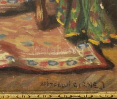 Apátfalvi Czene János (1904-1984): Enteriőr festményekkel. Olaj, vászon, kartonon, jelezve balra len...