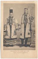 Jád, Jaad, Iad, Livezile; Szász jegyesek Jádból, erdélyi folklór. Jos. Drotleff Hermannstadt / Sächsisches Brautpaar aus Jaad / Transylvanian folklore, Saxon couple (EK)