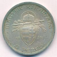 1938. 5P Ag "Szent István" T:AU patina, kis ph
Adamo P8.1
