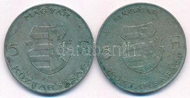 1947. 5Ft Ag "Kossuth" (2x) T:F patina
Adamo F8.1