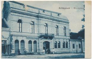 Szilágycseh, Cehu Silvaniei; Községháza, Korona Bank. Krémer Ignác kiadása / town hall, bank (ragasztónyom / glue mark)