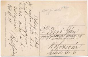 Szilágycseh, Cehu Silvaniei; Községháza, Korona Bank. Krémer Ignác kiadása / town hall, bank (ragasz...