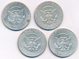 Amerikai Egyesült Államok 1966-1968. 1/2$ Ag "Kennedy" (4db, 3xklf) T:AU kis patina USA 19...