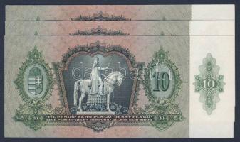 1936. 10P (3x) egymás utáni sorszámokkal T:I