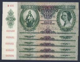 1936. 10P (5x) egymás utáni sorszámokkal T:I