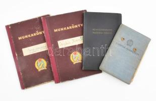 cca 1950-58 össz. 4 db okmány: fényképes katonai igazolvány, munkakönyvek, szakszervezeti tagsági könyv sok bélyeggel,