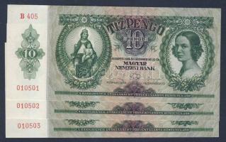 1936. 10P (3x) egymás utáni sorszámokkal T:I