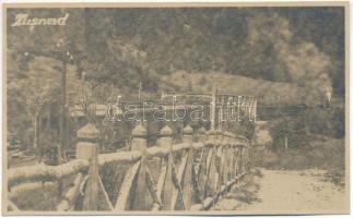 Tusnádfürdő, Baile Tusnad; gőzmozdony, vonat, vasúti híd / locomotive, train, railway bridge. Adler photo