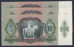 1936. 10P (3x) egymás utáni sorszámokkal T:I