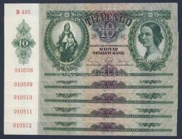 1936. 10P (5x) egymás utáni sorszámokkal, egyiken két papírránccal T:I