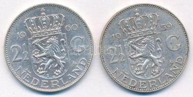 Hollandia 1959-1960. 2 1/2G Ag "Julianna" (2xklf) T:XF patina Netherlands 1959-1960. 2 1/2...