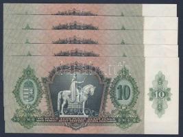 1936. 10P (5x) egymás utáni sorszámokkal, egyiken két papírránccal T:I
