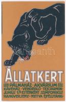 Budapest Székesfővárosi Állatkert reklámlapja: fekete párduc / Budapest Zoo advertisement art postcard: Black panther