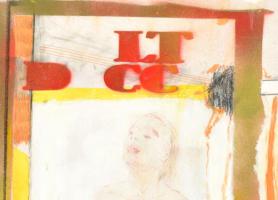 Misch Ádám (1935-1995): Nyáron. Olaj, kréta, ceruza, farost, jelezve középen lent (Misch), hátoldalá...