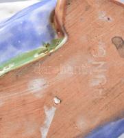 H. Ráhmer Mária (1911-1998): Lány kosárral, festett mázas kerámia, jelzett, kis kopással, m: 24 cm