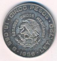 Mexikó 1955. 5P Ag "Hidalgo" T:VF patina Mexico 1955. 5 Pesos "Hidalgo" C:VF pat...