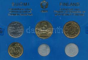 Finnország 1984. 5p-5M (6xklf) forgalmi sor plasztik tokban T:UNC Finland 1984. 5 Pennia - 5 Markka (6xdiff) coin set in plastic case C:UNC