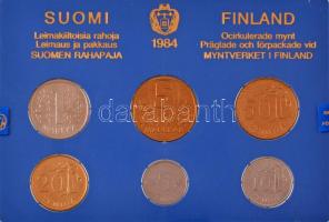 Finnország 1984. 5p-5M (6xklf) forgalmi sor plasztik tokban T:UNC Finland 1984. 5 Pennia - 5 Markka (6xdiff) coin set in plastic case C:UNC