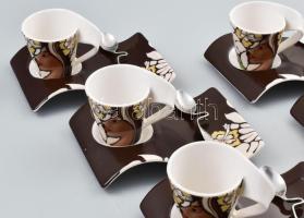 Villeroy & Boch 6 személyes exkluzív porcelán mokkás készlet, hozzá való kanállal. Matricás, jel...